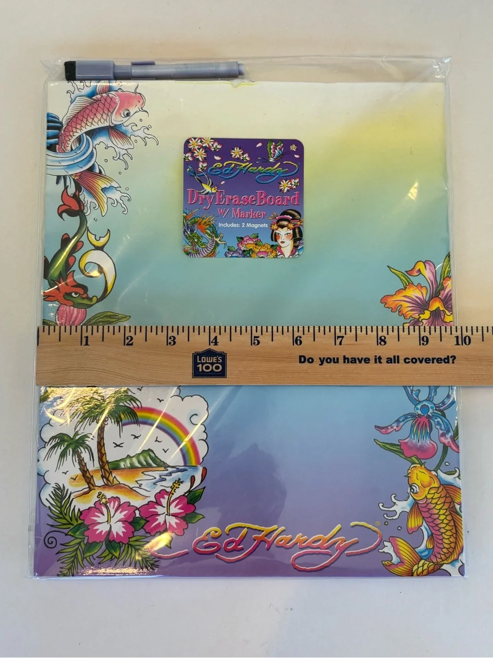 Ed Hardy Lisa Frank Tropical Koi Fish Dry Erase Board NEW Marker Magnets Y2K